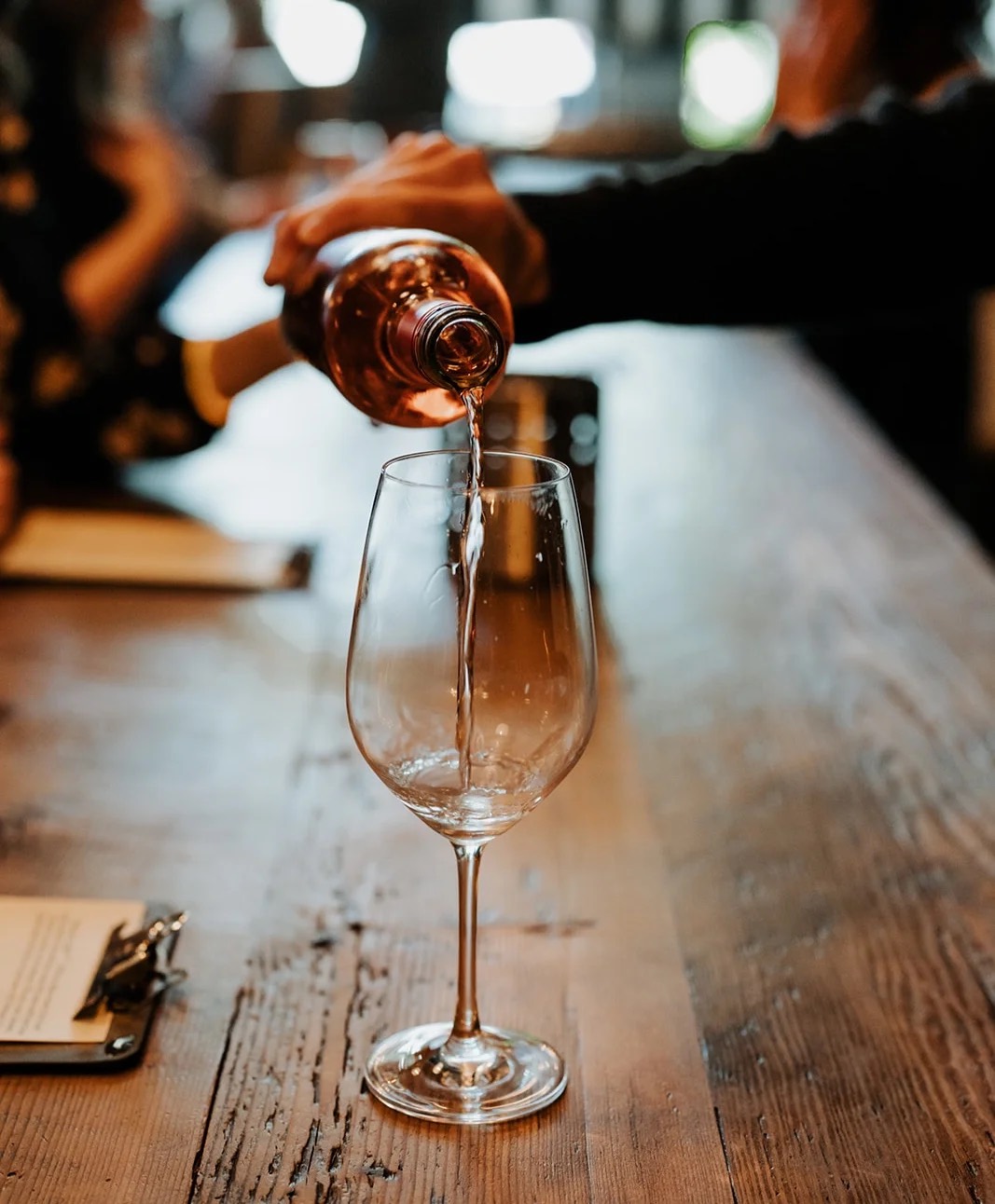 Rosé being poured at the ENSO wine bar